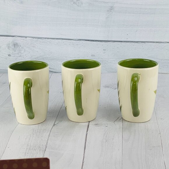 Tabletops Gallery COSTA SQUARE Sage Green Palm Leaves Large Coffee Cup Mug Set 3 - Picture 2 of 9
